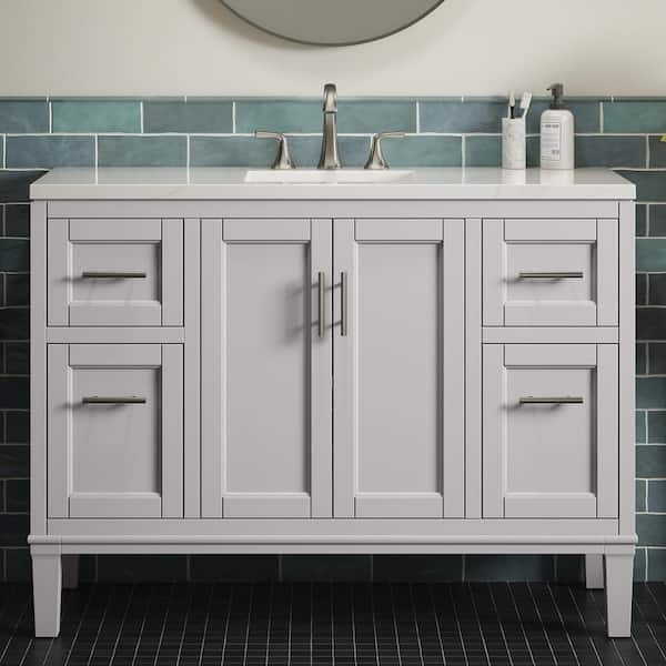 KOHLER Chesil 48 in. W x 19.2 in. D x 36.1 in. H Single Sink Freestanding Bath Vanity in Atmos Grey with Quartz Top