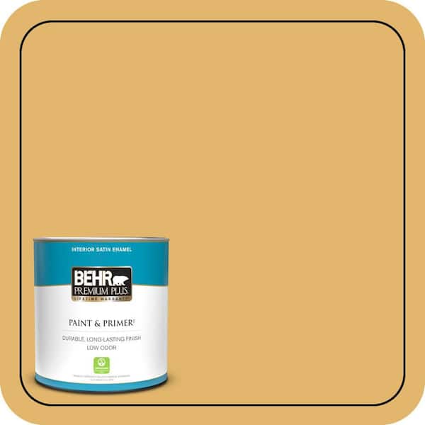 BEHR PREMIUM PLUS 1 qt. #M290-5 English Custard Satin Enamel Low