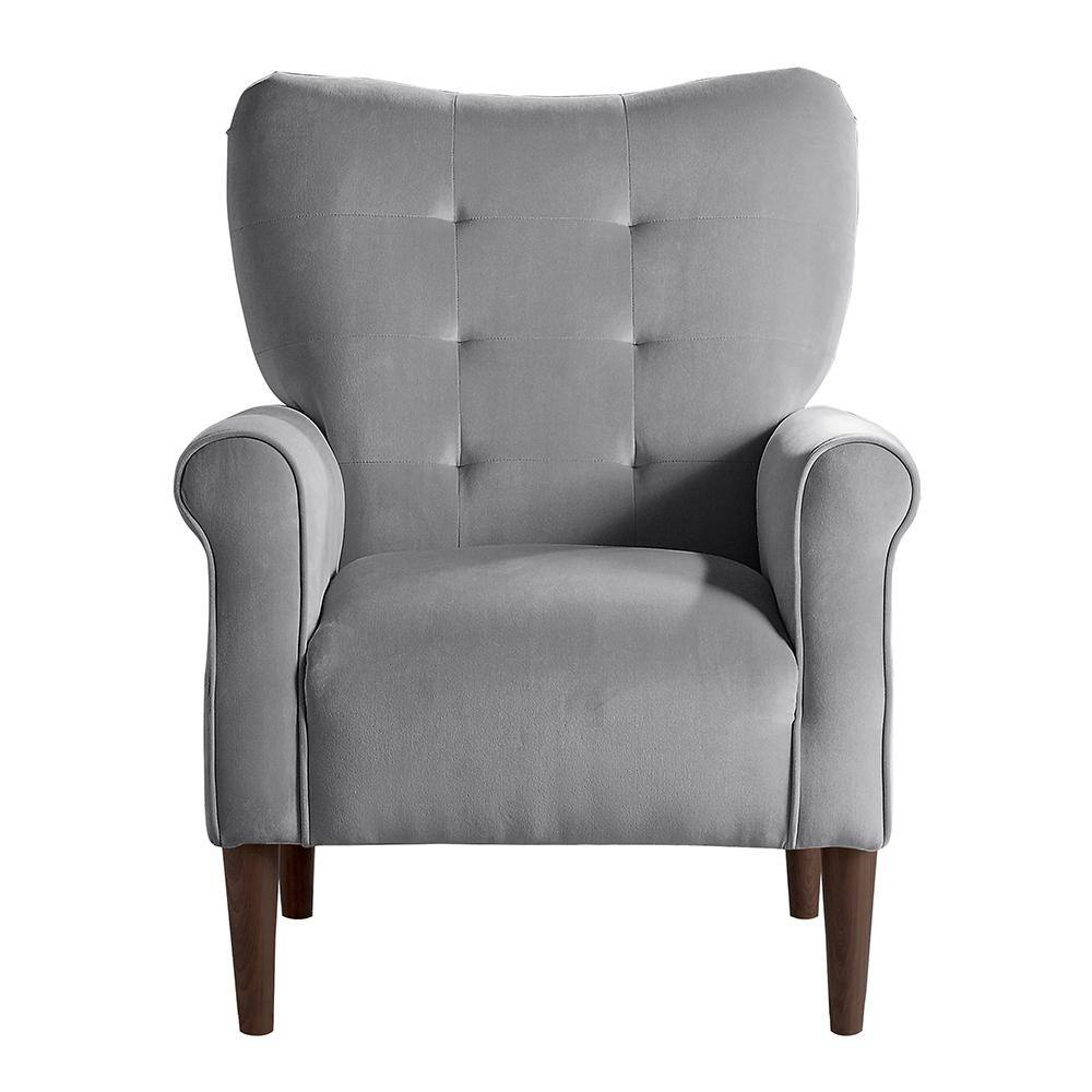 Elegant Dark Gray Velvet Round Arm Accent Chair