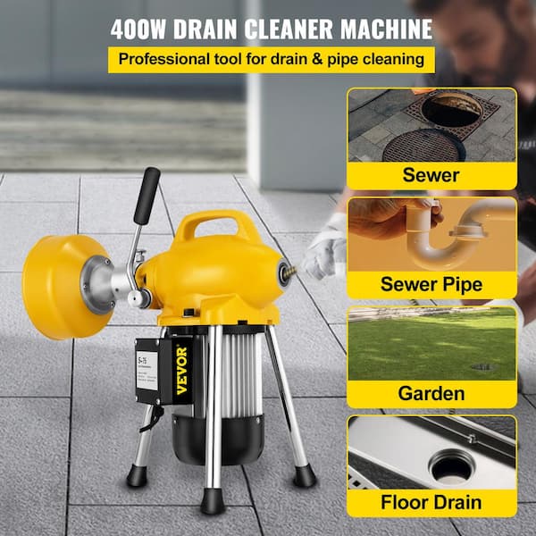 VEVOR 66 X 2/3 Electric Drain Auger 500-Watt Portable Drain Cleaner ...