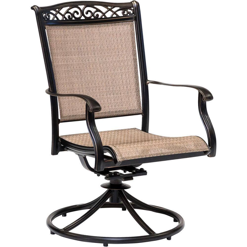 Golden-Bronze 3-Piece Bistro Set with Swivel Rockers and Cast-Top Table