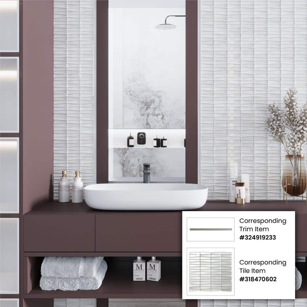 White Glass Trapezoid Mosaic Wall Tile