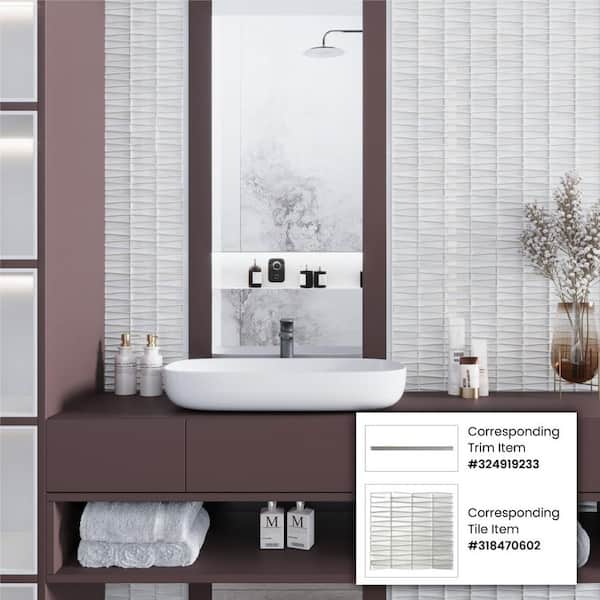 Apollo Tile Glacier White and Gray 12-in x 13-in Polished Glass Linear Floor and Wall Tile (5.38-sq. ft/ Carton)