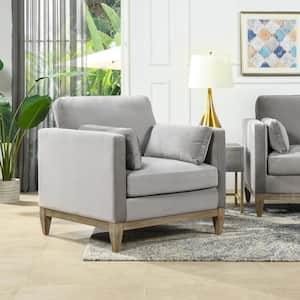 Knox 36 in. Pillow Arm Velvet Modern Farmhouse Large Living Room Accent Arm Chair in Opal Grey