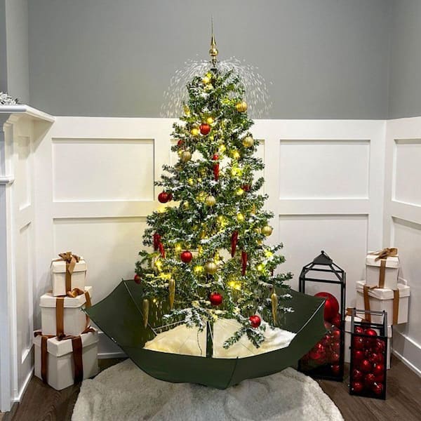 Let It Snow Series 67-in. Musical Artificial Christmas Tree with Green Umbrella Base and Snow Function