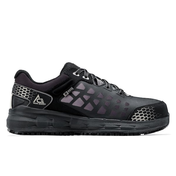 Ace Men's Phantom Slip Resistant Athletic Shoes - Alloy Toe - Black/Gray Size 14(M)