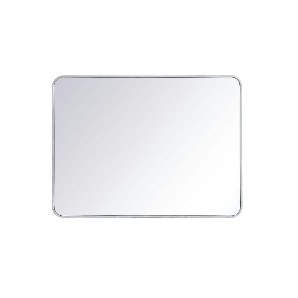 Timeless Home 40 in. H x 30 in. W Silver Modern Soft Corner Rectangular Wal