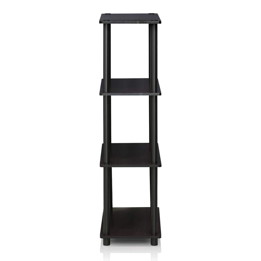Dark Walnut 4-Tier Wooden Ladder Bookshelf