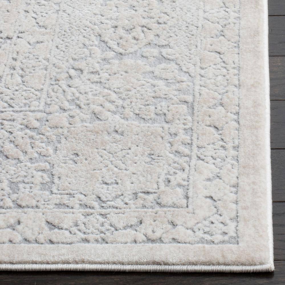 Light Grey and Cream Floral Synthetic Runner Rug, 2'3" x 6'