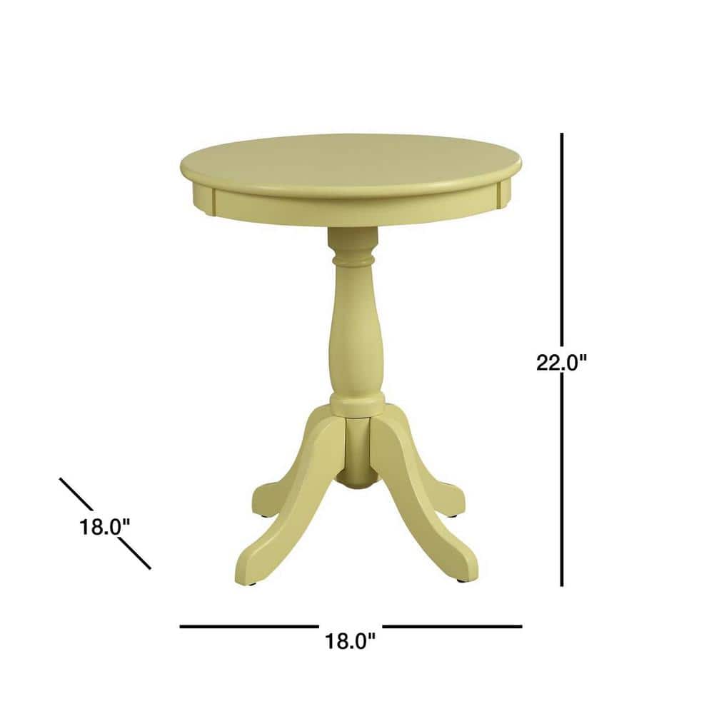 Light Yellow Round Wood Pedestal Side Table