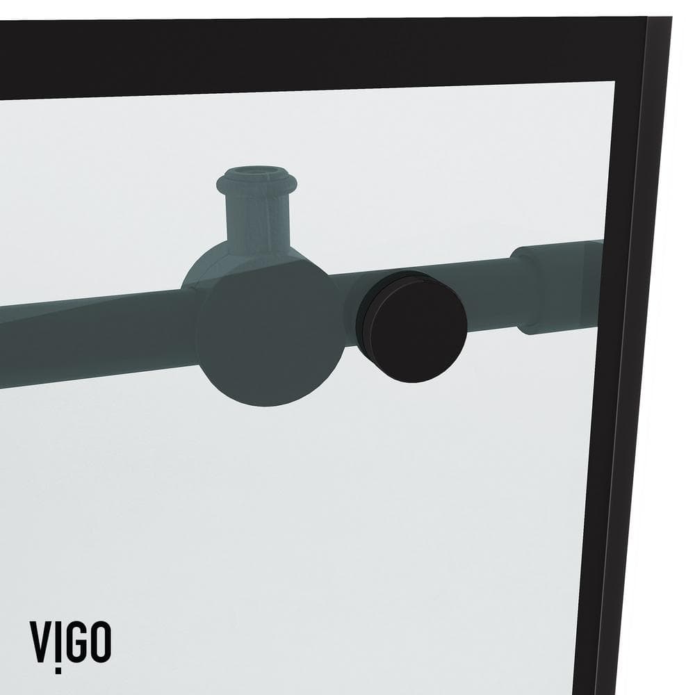 Elan 68-72" Matte Black Frameless Sliding Shower Door with Clear Grid Glass