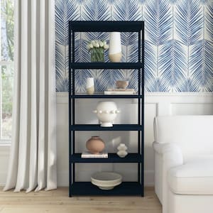 Lark 75 in. H Navy Blue Wood 5-Tier Etagere Bookcase