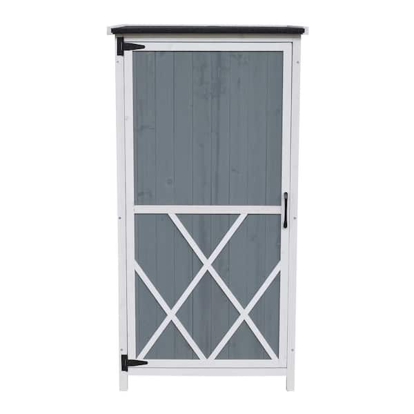 54" Outdoor Storage Shed with Sloped Roof with Shelves & Tall Tool Space for Garden, Patio, or Balcony