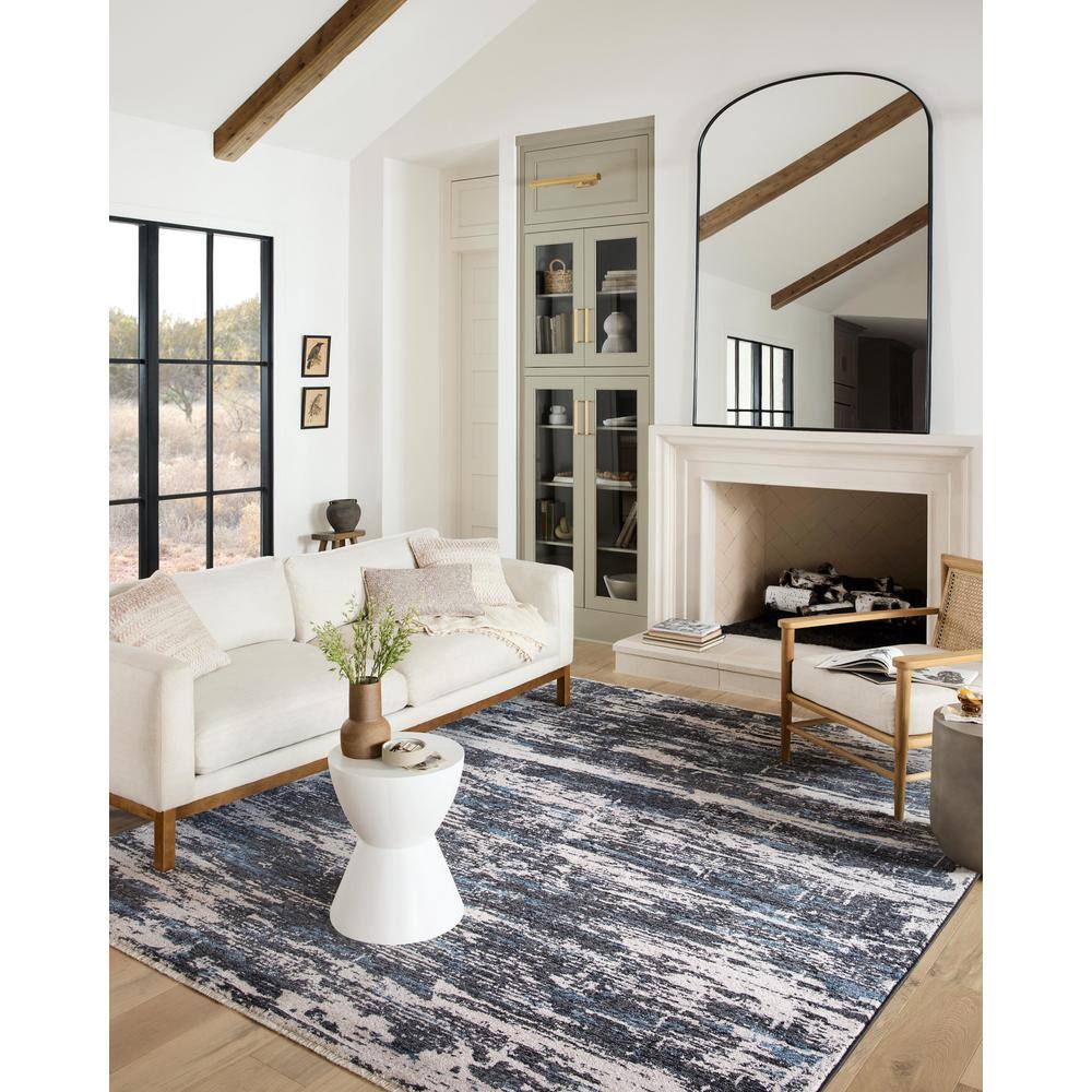 Charcoal Dove & Ivory Abstract Viscose Runner Rug - 31in x 144in