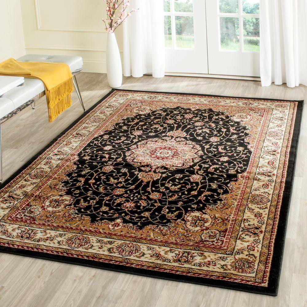 Black and Ivory Floral Tufted 4' x 6' Synthetic Area Rug