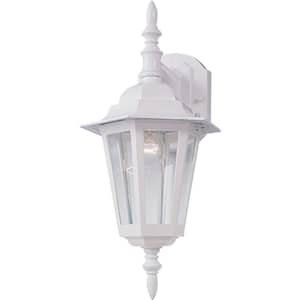 Builder Cast 1-Light White Outdoor Wall Lantern Sconce