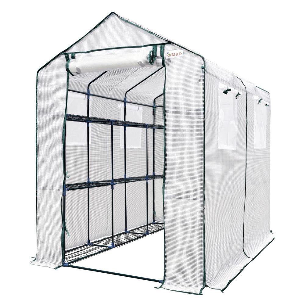 84 in. W x 56 in. D x 77 in. H Steel Outdoors Greenhouse, w/ Zippered Scree