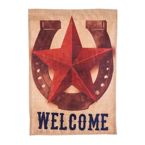 1 ft. x 1-1/2 ft. Country Star 2-Sided Burlap Garden Flag