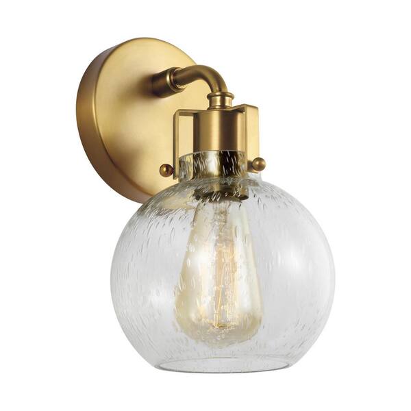 Generation Lighting - Clara 6.25 in. Burnished Brass Sconce with Clear Seeded Glass Shade