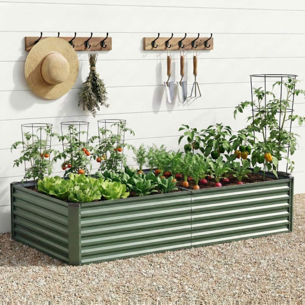8 ft. x 4 ft. x 2 ft. Green Galvanized Steel Raised Garden Bed Outdoor Raised Garden Bed Planter Box for Vegetables price history on PriceWatchPro