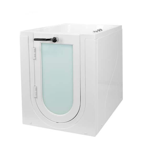 Ella Front Entry 32 in. Acrylic Walk-In Whirlpool and Air Bathtub in White, Left Hand Outward Swing Door, 2 in. Single Drain