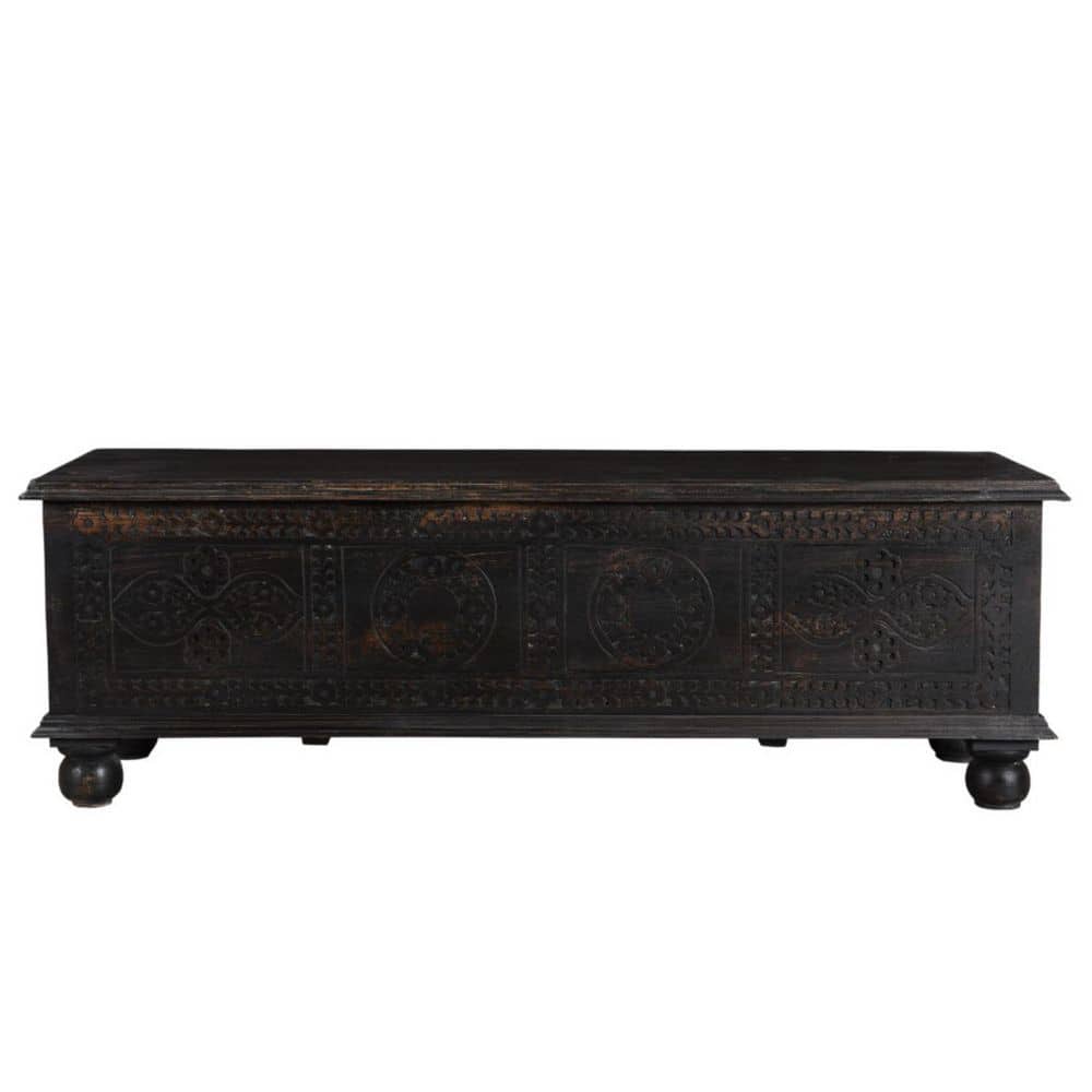 54.00 in. Black Rectangle Solid Wood Coffee Table