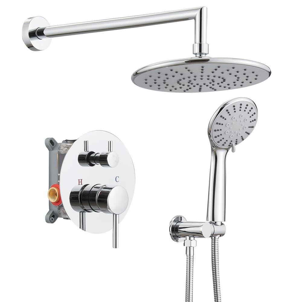 Round Single Handle 2-Spray Shower Faucet 2.5 Gpm with Pressure Balance in Polished Chrome (Valve Included) price history on PriceWatchPro
