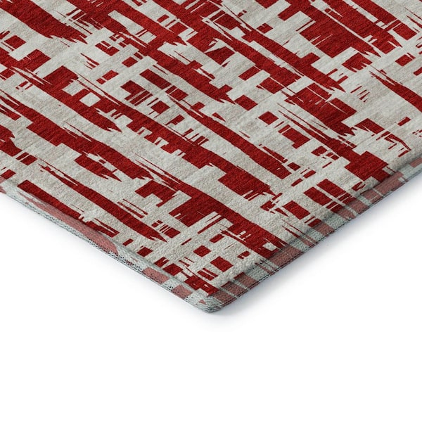 Mayfield Premium Machine Washable Abstract AMF1059 Red 2 ft. x 3 ft. Area Rug