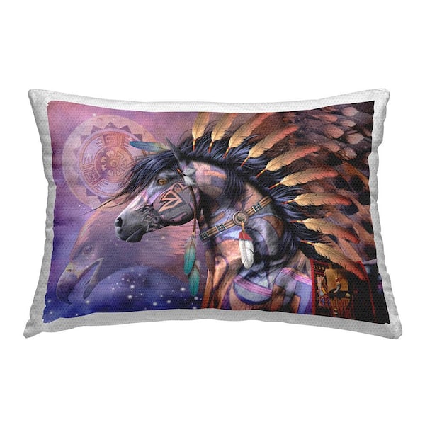 Shaman Spiritual Horse Multi-Color Rectangular Outdoor Throw Pillow