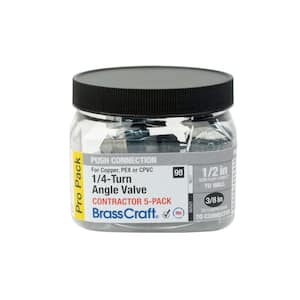 1/2 in. Push Connect Inlet x 3/8 in. Comp Outlet 1/4-Turn Angle Stop (5-Pack)