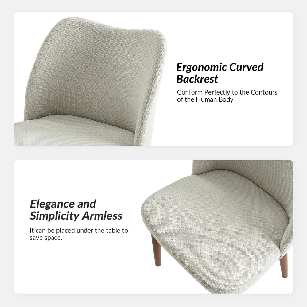 Gray Upholstered Low Back Side Chair with Solid Wood Legs (Set of 4)
