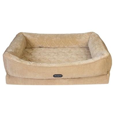 Medium Tan Ultra-Plush Quilted Dog Bed