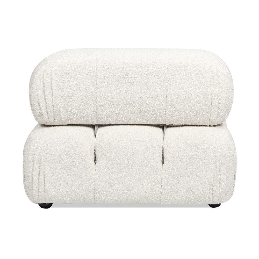 Ivory White Bouclé Modular Lounge Chair with Padded Arm