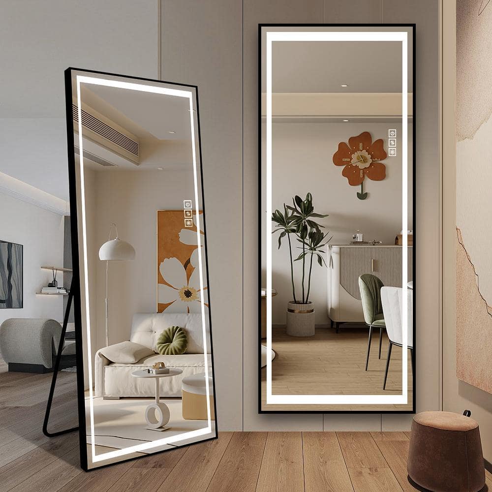 21 in. W x 65 in. H Rectangle Framed Black Full Length Mirror