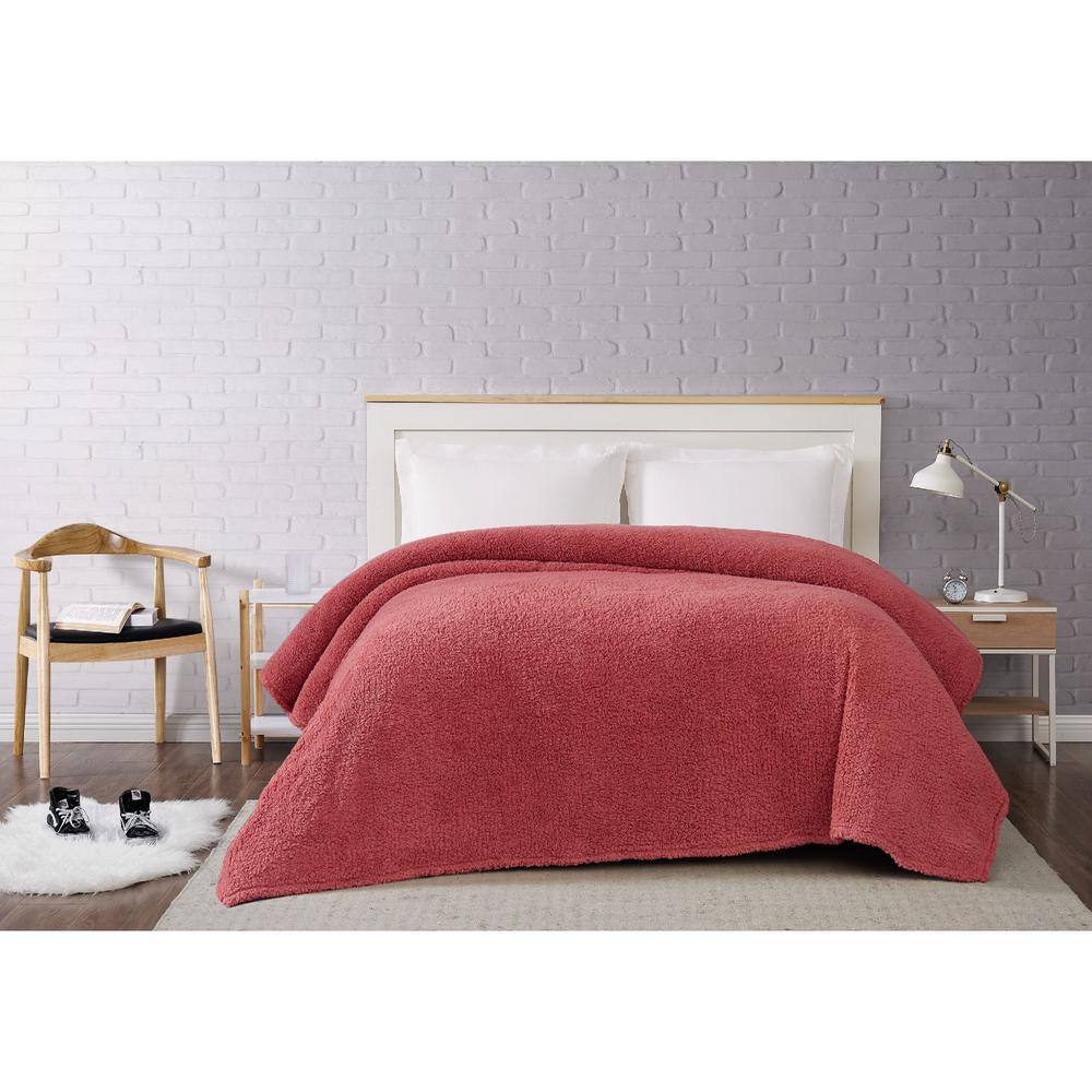 Dusty Rose Twin Sherpa Fleece Blanket
