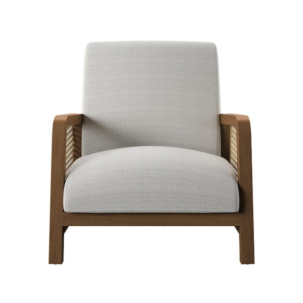 Twin Star Home Ivory Broad Walk Birch Upholstered Armchair with Frame