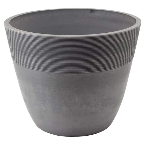 Arcadia Garden Products Etched 12 in. x 9.75 in. Cement Composite PSW Pot