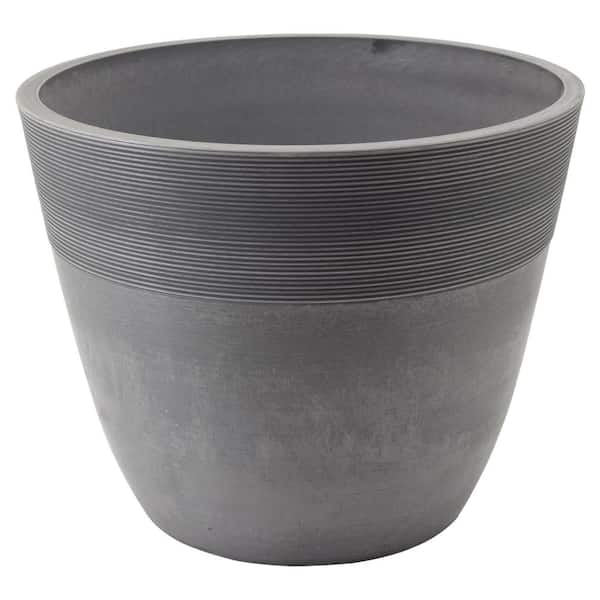 Arcadia Garden Products Etched 13.75 in. x 11 in. Cement Composite PSW Pot