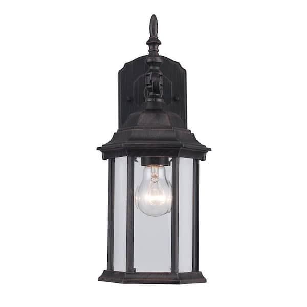 Bel Air Lighting Josephine 14 in. 1-Light Rust Outdoor Wall Light Fixture with Clear Glass