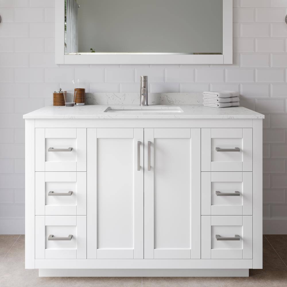 Miranda 48" White Cultured Marble Single Sink Bathroom Vanity