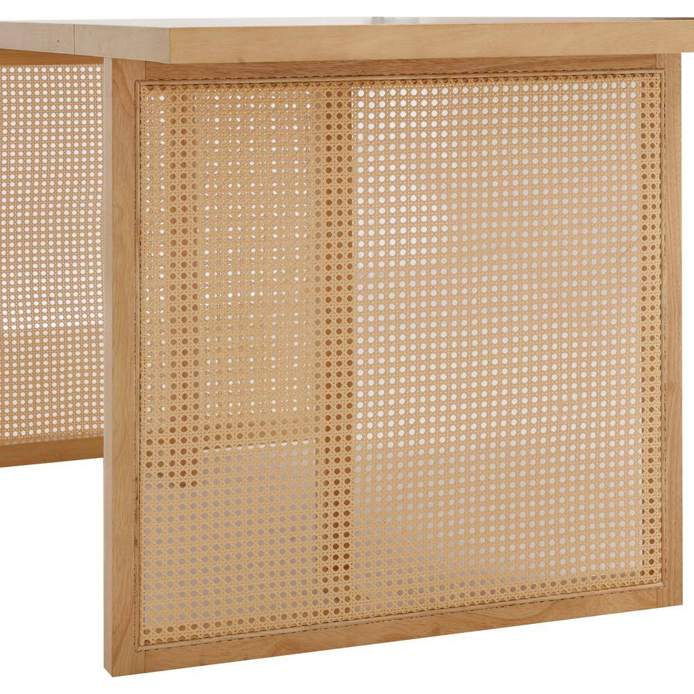 Willow Natural Wood Dining Table with Rattan Accents for 6