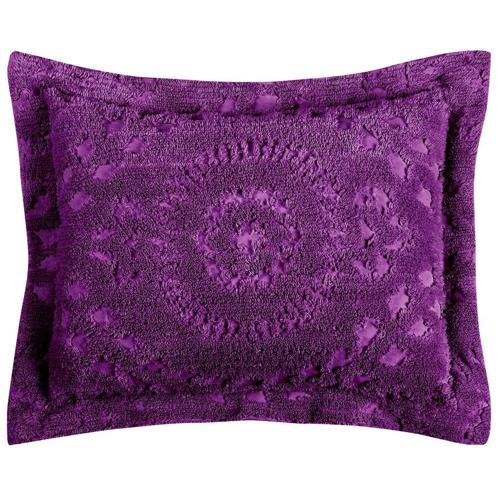Rio Collection Floral Design Plum Standard 100% Cotton Tufted Chenille Sham price history on PriceWatchPro
