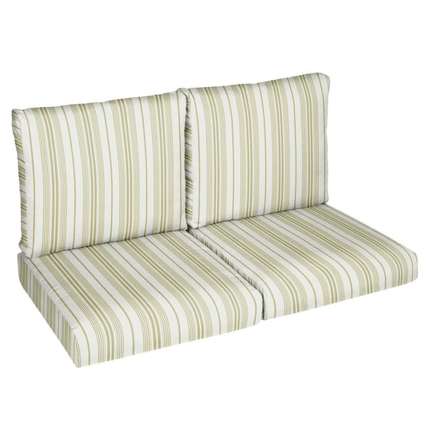 Mozaic Company Sorra Home 23 in. x 23.5 in. x 5 in. (4-Piece) Deep Seating Outdoor Loveseat Cushion in Wellfleet Basil