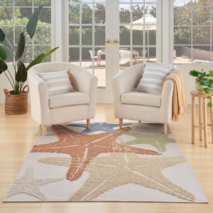 Aloha Ivory Multicolor 5 ft. x 8 ft. Nature-inspired Contemporary Indoor/Outdoor Area Rug