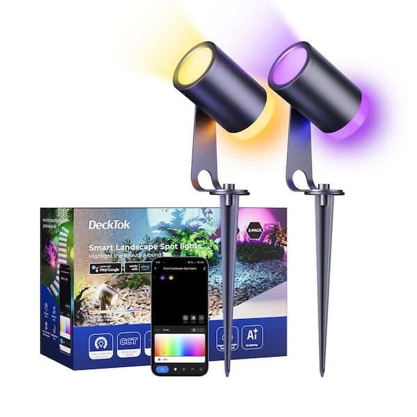 450 Lumens Low Voltage Black Plug-in Integrated LED Landscape Flood Light with Adjustable Lamp Head 2-Pack