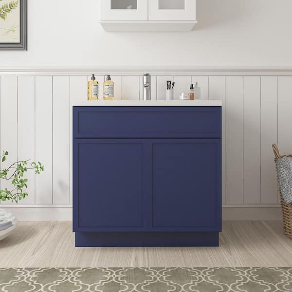 33 in. W x 21 in. D x 32.5 in. H 2-Doors Bath Vanity Cabinet without Top in Blue (Unassembled)