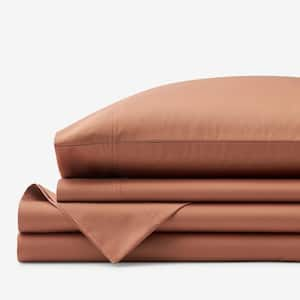 Company Cotton Wrinkle-Free 4-Piece Caramel Sateen Queen Sheet Set