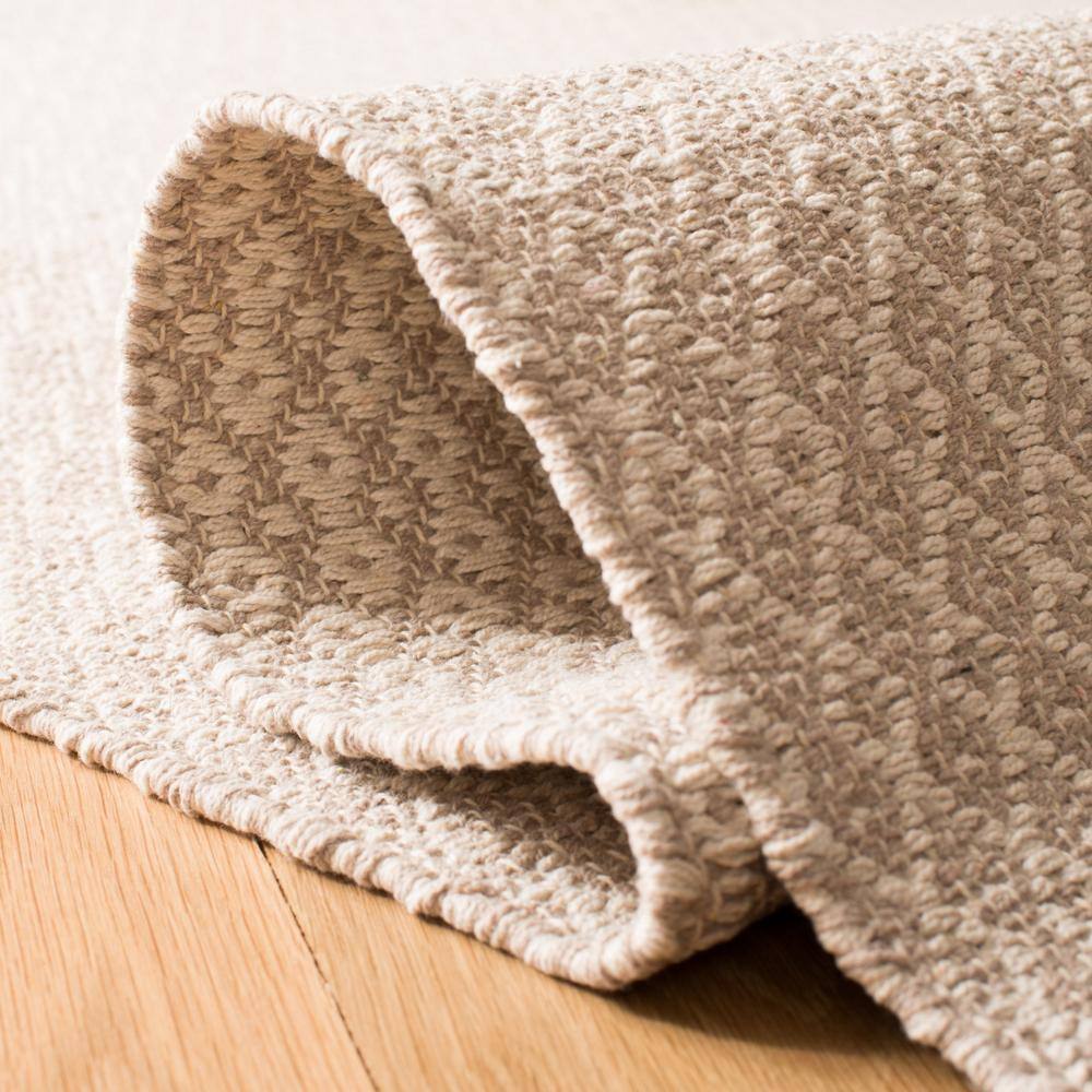 Ivory and Grey Hand Woven Cotton Square Area Rug