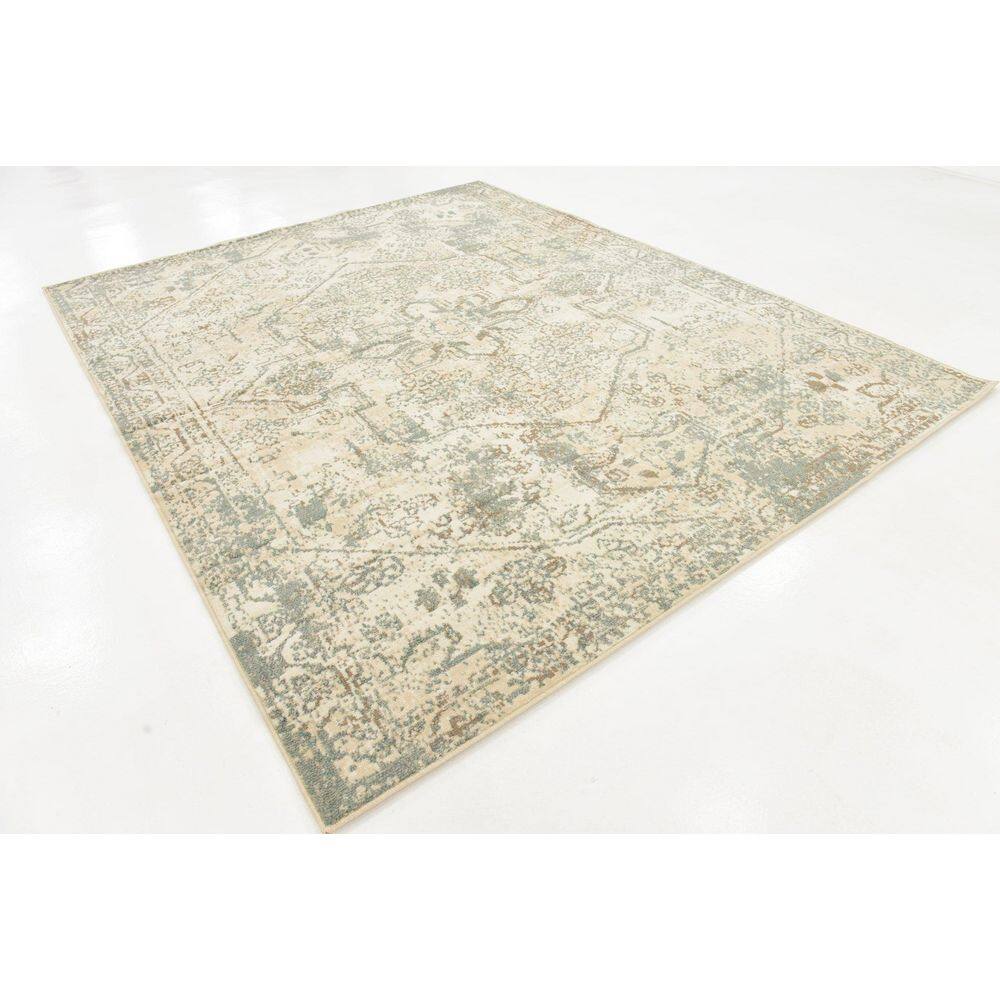 Gray Abstract Low Pile Stain-Resistant Area Rug
