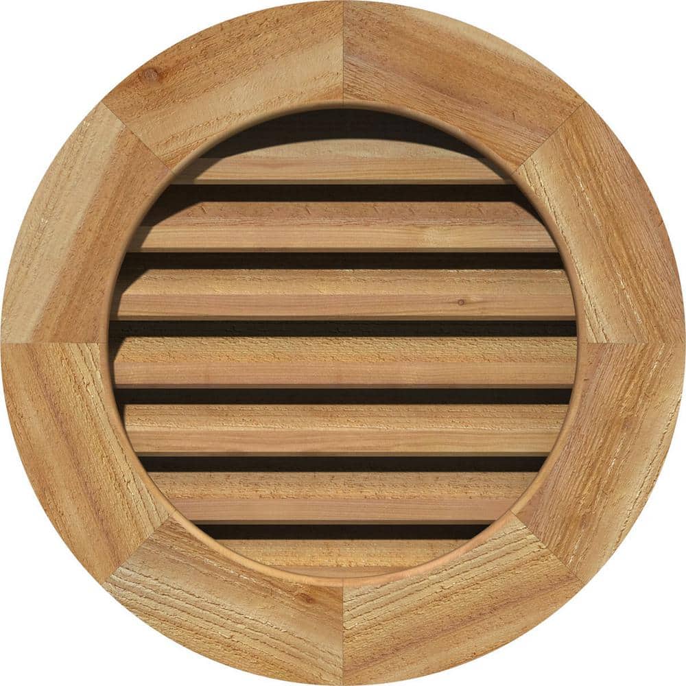 "17"" x 17"" Round Unfinished Rough Sawn Western Red Cedar Wood Paintable Gable Louver Vent Functional" price history on PriceWatchPro